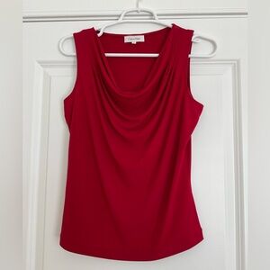 Calvin Klein Red Drape Neck Blouse